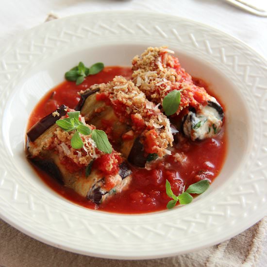 Mediterranean Eggplant Rolls - Recipe photo by theseasonedtraveler