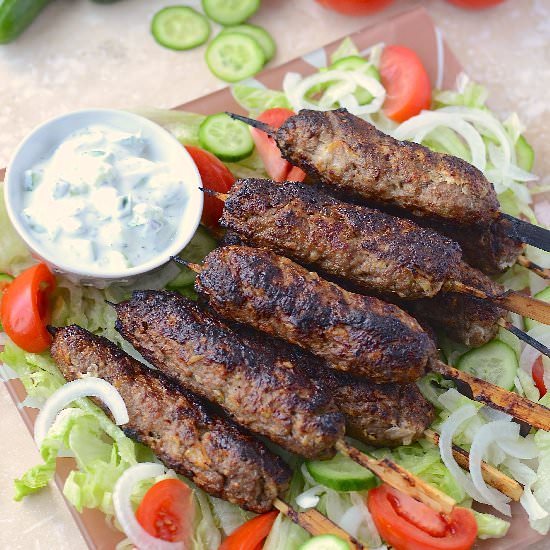 Lamb Kebabs and Mint Raita - Recipe photo by Catherine Cuisine
