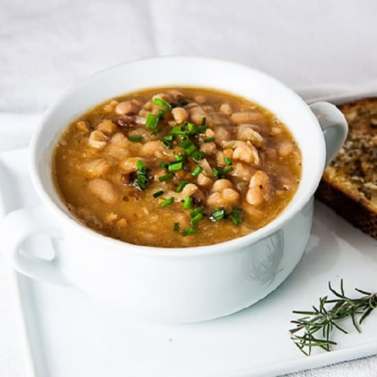Navy Bean with Bacon Soup - Recipe photo by SisBoomBlog