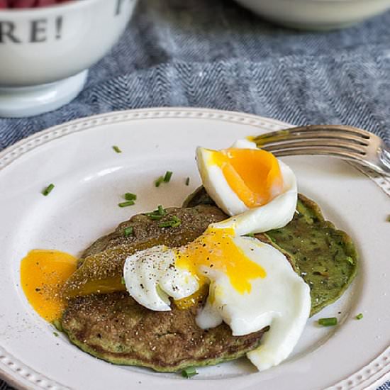 Chard Pancakes with Soft-Boiled Egg - Recipe photo by SisBoomBlog