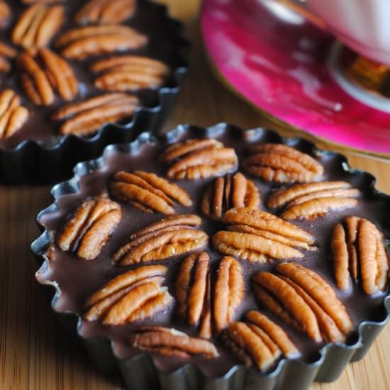 Vegan Chocolate Pecan Tarts - Recipe photo by TheBlenderist