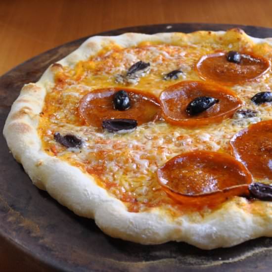 Homemade Pepperoni and Kalamata Oli - Recipe photo by PinchandSwirl