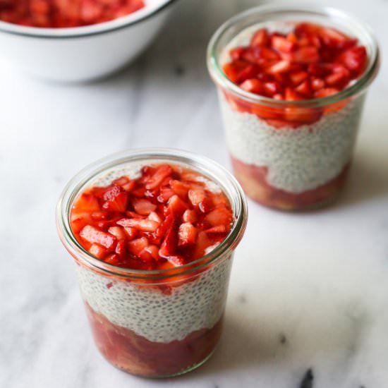 Strawberry Rhubarb Chia Cups - Recipe photo by Kitchen Konfidence