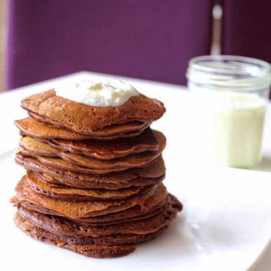 Chocolate Buttermilk Pancakes - Recipe photo by TheGirlWithTheSpatula