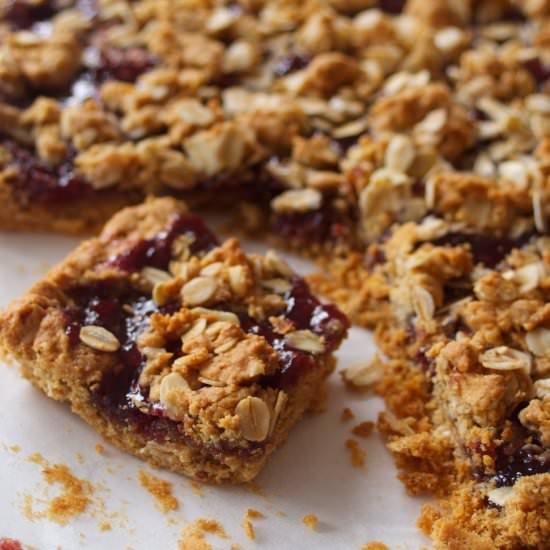 PB & J Crumb Bars - Recipe photo by TheGirlWithTheSpatula