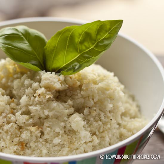 Cauliflower Rice Low Carb - Recipe photo by LowCarbHighFatRecipes.com