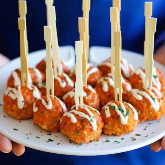 Buffalo Chicken Meatballs - Recipe photo by damndelicious