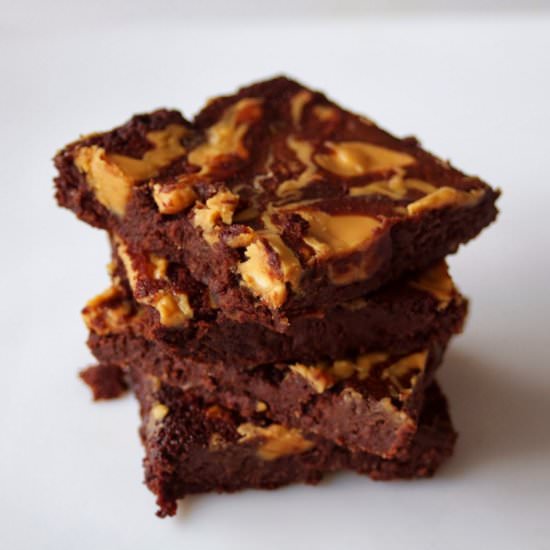Peanut Butter Swirl Brownies - Recipe photo by TheGirlWithTheSpatula