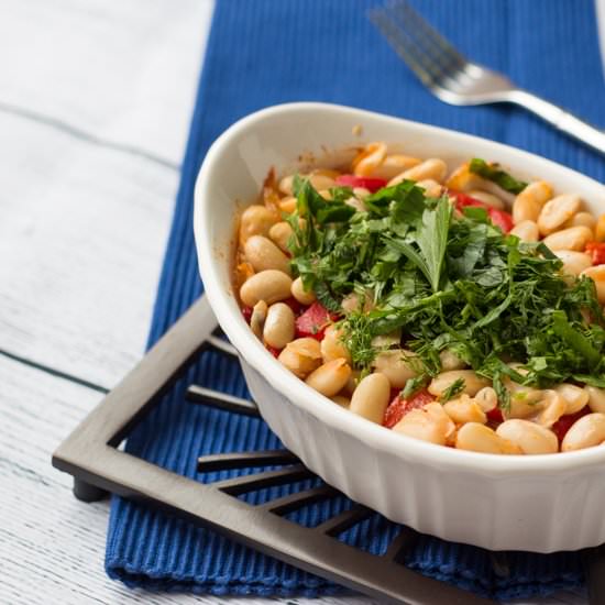 Beans with Roasted Peppers & Onions - Recipe photo by roxyskitchen