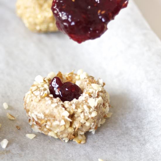 Raspberry Jam Thumbprint Cookies - Recipe photo by TheGirlWithTheSpatula