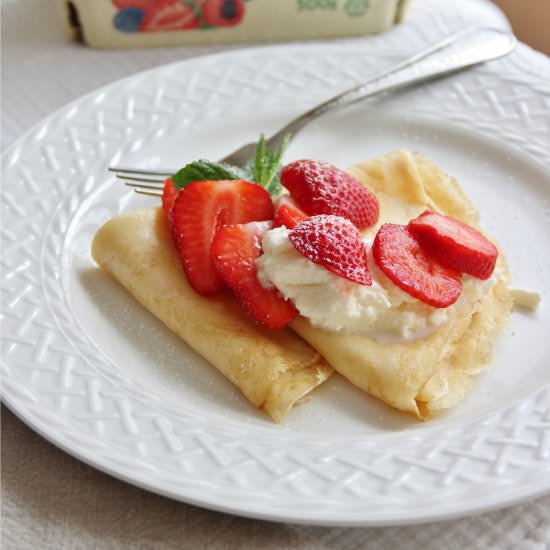 Swedish Pancakes with Strawberries - Recipe photo by theseasonedtraveler
