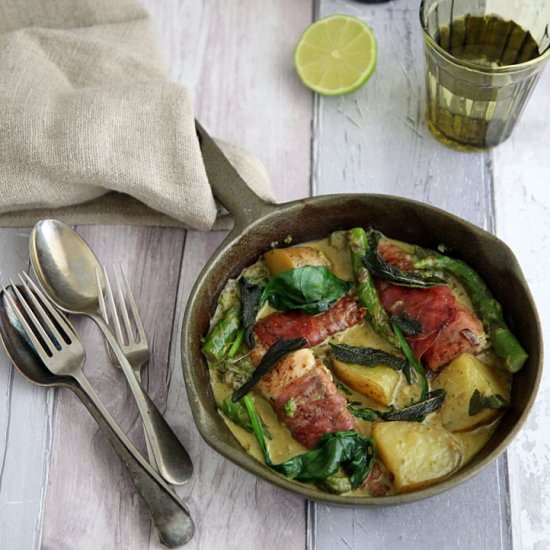 Parma Ham Wrapped Fish & Pesto Sauce - Recipe photo by openbook