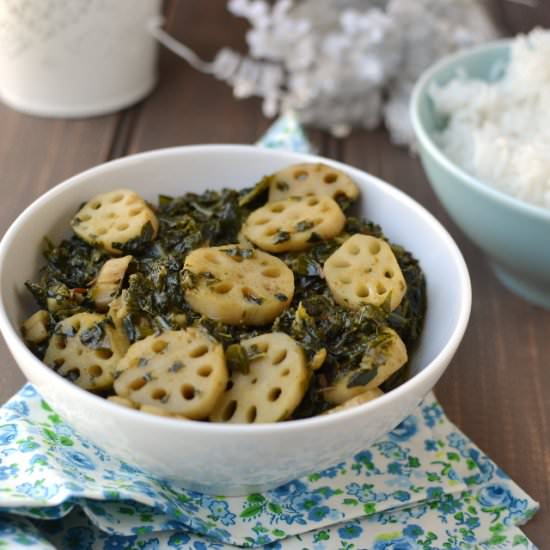Spinach – Lotus Stem Curry - Recipe photo by Pavani