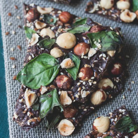 Sesame & Basil Mint Mocha Chocolate - Recipe photo by theroadnotprocessed