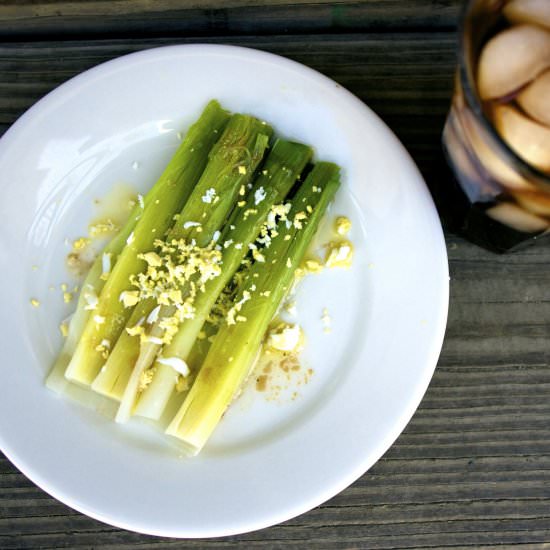 Leeks Vinaigrette with Mimosa - Recipe photo by Diane Balch