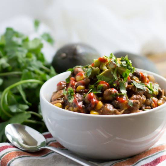 Vegan 3-Bean Pantry Chili - Recipe photo by GourmetMommy