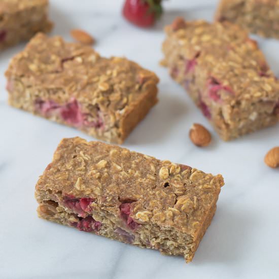 Strawberry Oatmeal Breakfast Bars - Recipe photo by wellplated