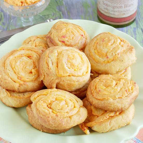 Pimento Cheese Pinwheels - Recipe photo by sewlicious