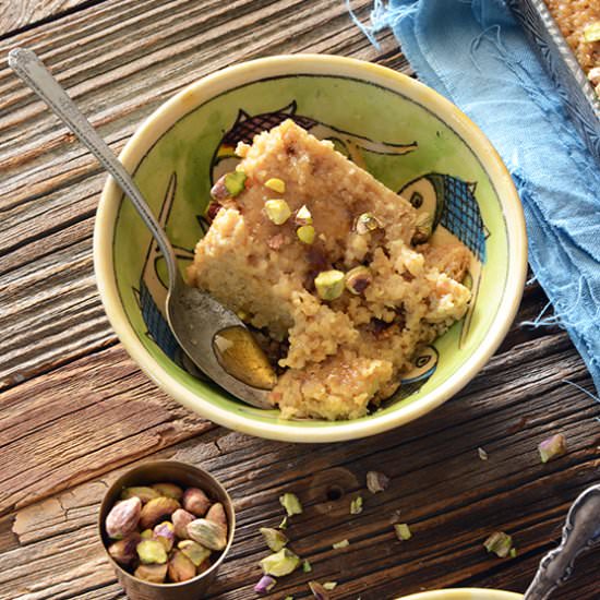 Tahini Date & Cardamom Bulgur Bake - Recipe photo by AnEdibleMosaic