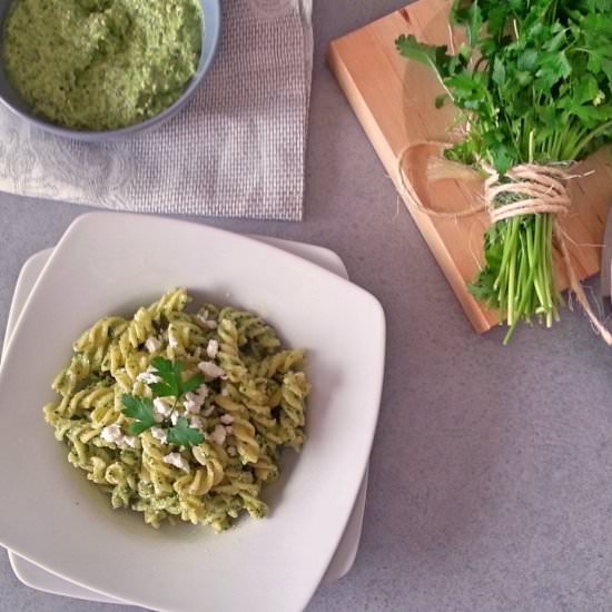 Parsley Pesto Pasta - Recipe photo by myblissfood