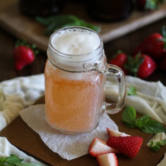 Strawberry Basil Kombucha - Recipe photo by roastedroot