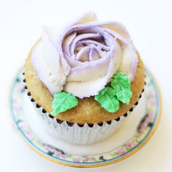 Vegan Vanilla Rose Cupcakes - Recipe photo by savoringspoon