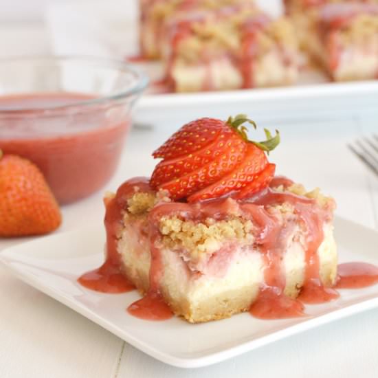 Strawberry Cheesecake Bars - Recipe photo by garnishandglaze