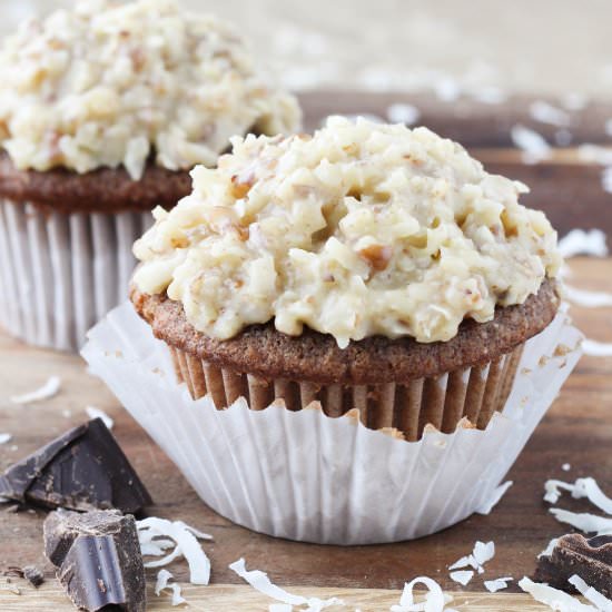 German Chocolate Cupcakes - Recipe photo by ChefLindseyFarr