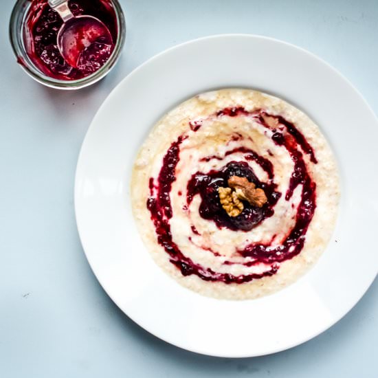 Coconut Porridge with Blackberries - Recipe photo by AFeastForTheEyes
