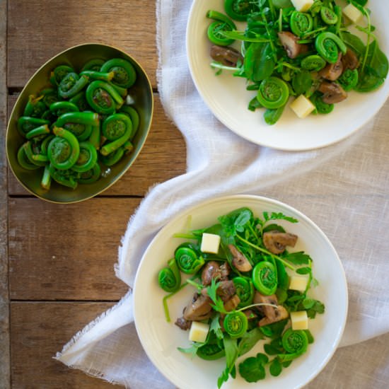 Marinated Mushroom Fiddlehead Salad - Recipe photo by healthy seasonal recipes