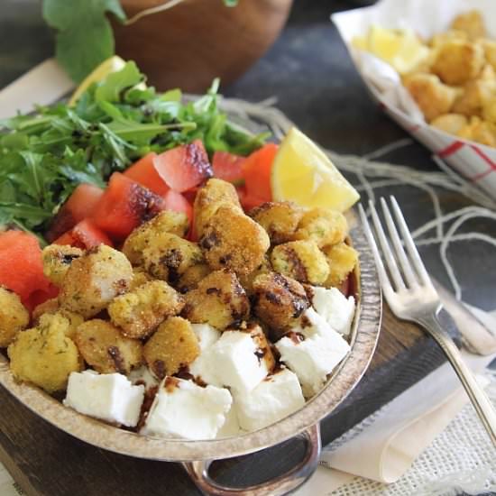 Watermelon Feta Scallop Salad - Recipe photo by Running to the Kitchen