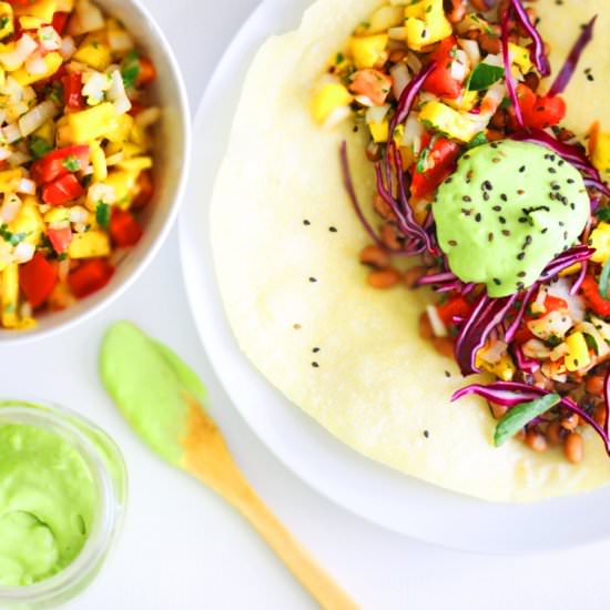 Vegan Miso Mango Soft Tacos - Recipe photo by cleanwellness