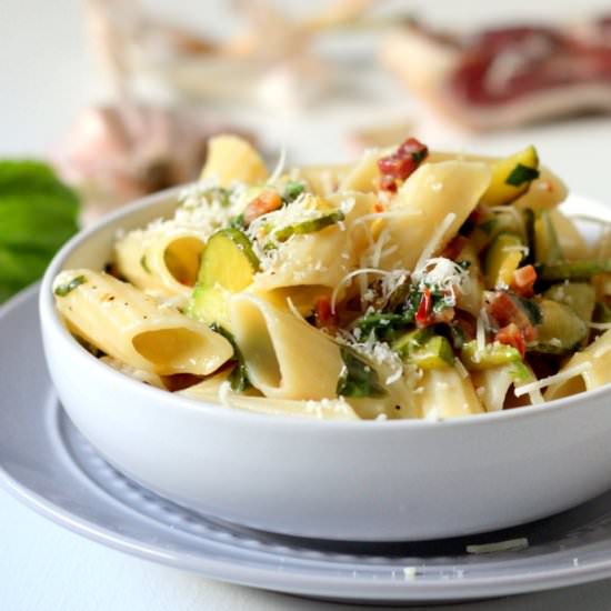 Zucchini & Pancetta Pasta - Recipe photo by thecookspyjamas