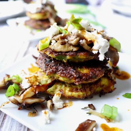 Zucchini Pancakes w/ Mushrooms - Recipe photo by healthyrecipeecstasy