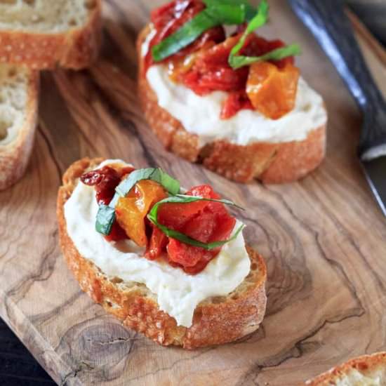Melted Tomato Bruschetta - Recipe photo by Bob Vivant