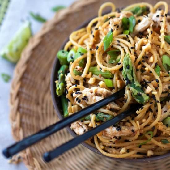 Sesame Noodles with Chicken - Recipe photo by foolproofliving.com