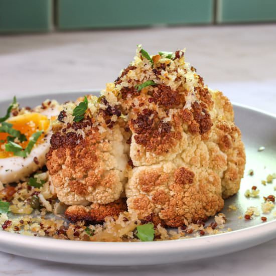 Roast Cauliflower&Quinoa Breadcrumb - Recipe photo by TheWimpyVegetarian