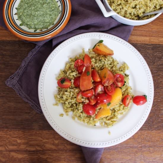 Mint Chutney Rice with Nectarines - Recipe photo by TheWimpyVegetarian