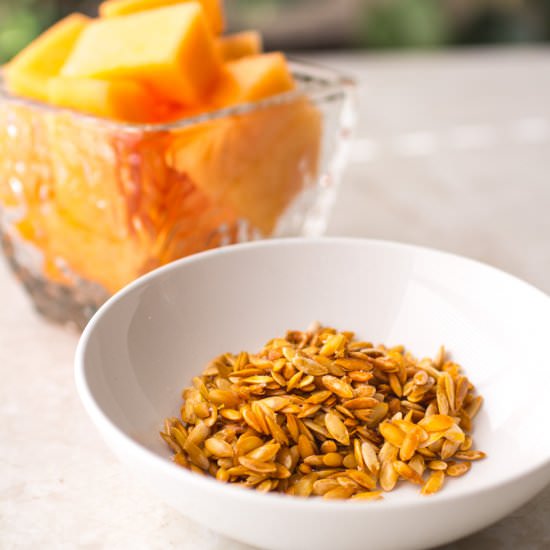 Roasted Cantaloupe Seeds - Recipe photo by TheWateringMouth