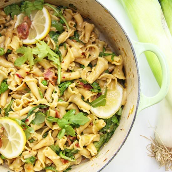 Spring Pasta Carbonara - Recipe photo by chef julie yoon