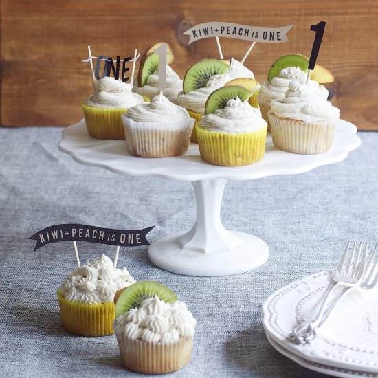 Bourbon-Spiked Peach Cupcakes - Recipe photo by kiwiandpeach