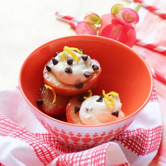 Roasted Plums with Cannoli Filling - Recipe photo by jjbegonia