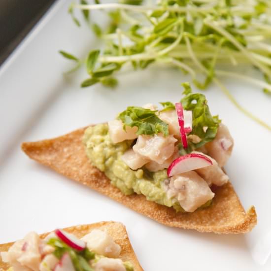 Hamachi Ceviche on Wonton Crisps - Recipe photo by urbancookery