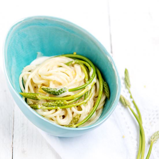 Spaghetti with Wild Asparagus - Recipe photo by relleomein