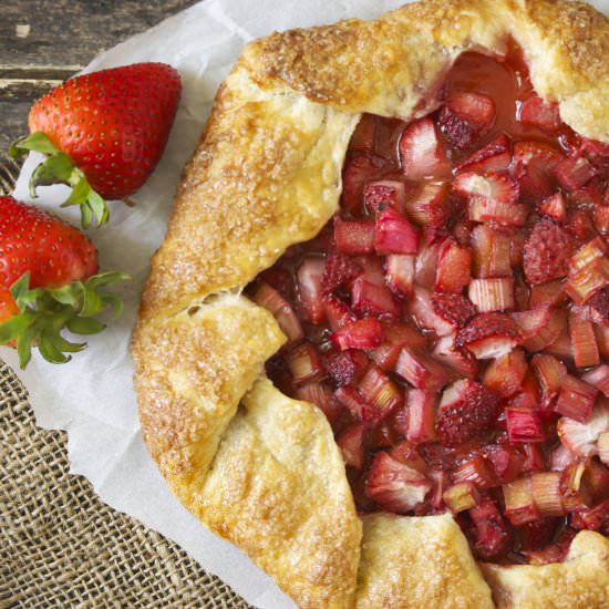 Rhubarb & Strawberry Galette - Recipe photo by RelishingIt