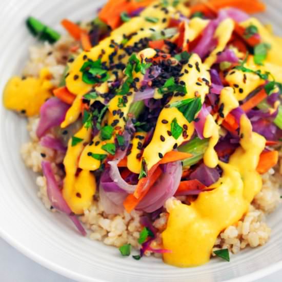 Stir Fry with Mango Tahini Sauce - Recipe photo by cleanwellness