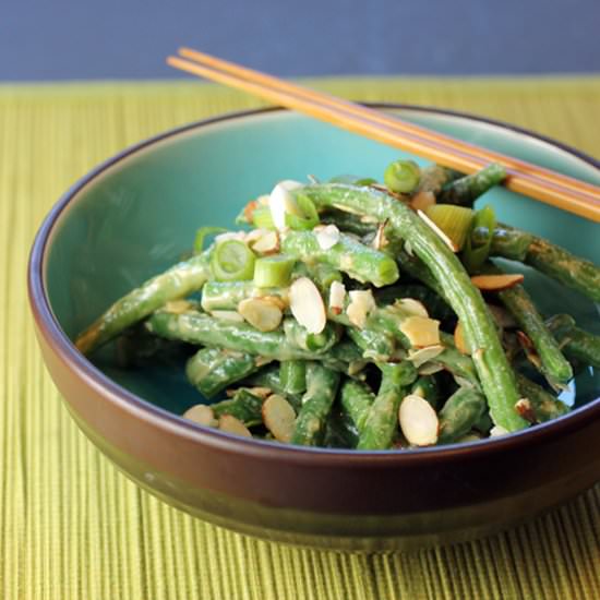 Green Beans with Miso and Almonds - Recipe photo by Food Gal