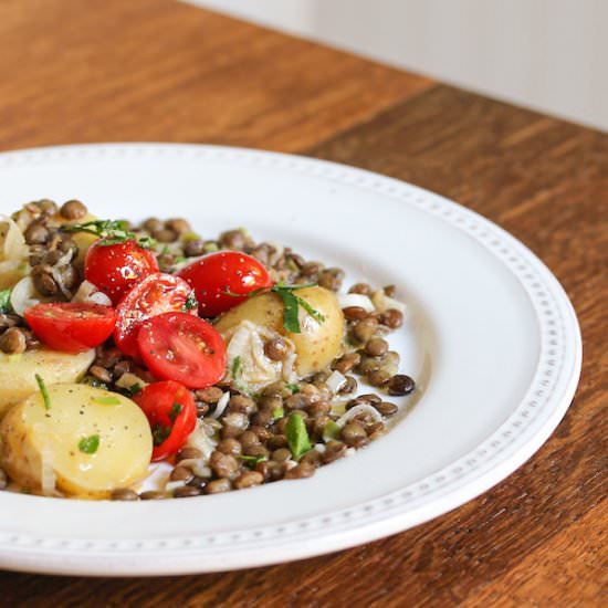 Vegan Lentil and Potato Salad - Recipe photo by TheWimpyVegetarian