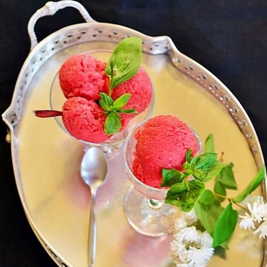 Berry Basil Wine Sorbet - Recipe photo by olgalina