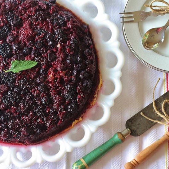 Triple Berry Upside Down Cake - Recipe photo by syrupandbiscuits
